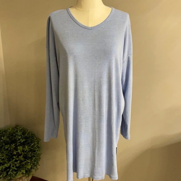 VICTORIA SECRET PULL OVER V SLEEPWEAR DRESS. Light blue / Heather grey size L - Picture 1 of 11